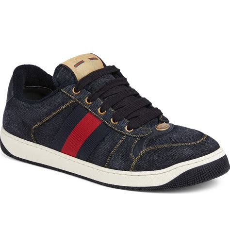 gucci screener sneakers black|Gucci denim sneakers.